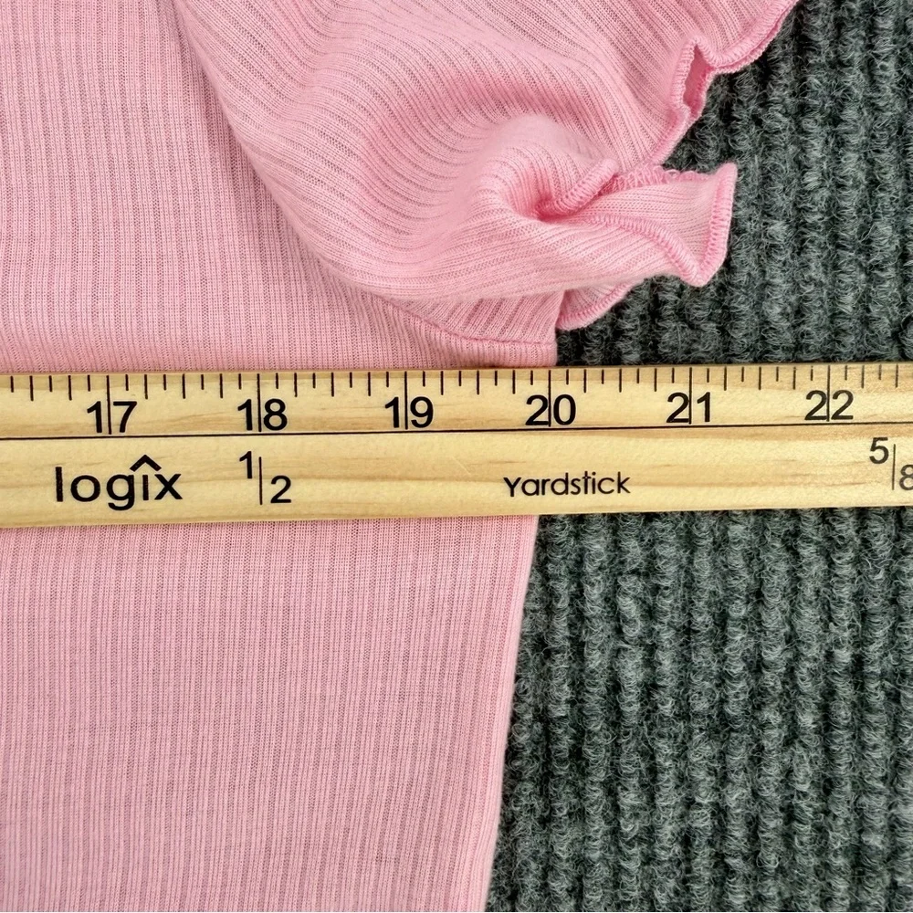Joe Boxer Y2K Pink Sleepover Pajama Set XL Heart Shorts Lettuce Trim Ribbed Tee‎